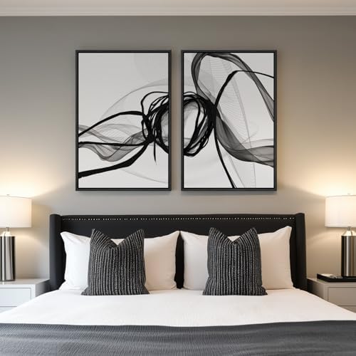 Framed Black and White Abstract Wall Art - Image 4