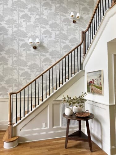 Ismoon Grey Peel Stick Wallpaper Forest Mural Toile Stick on Wallpaper - Image 4