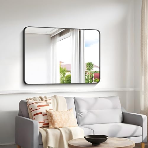 BONEWEI 30x40 inch Bathroom Mirror, Wall Mounted Bathroom Frame Vanity Mirror - Image 6