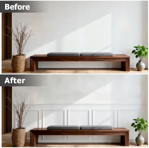 Peel and Stick Wainscoting Panels, 3 Set 20"x27" Wall Molding + 2pcs Chair Rail - Image 5