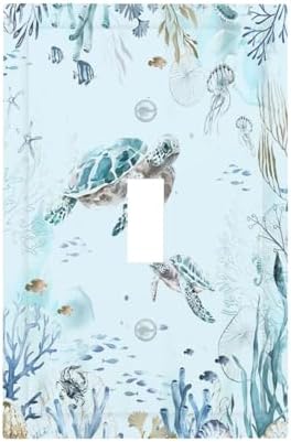Decorative Light Switch Cover Teal Blue Ocean Sea Turtle Seabed Plants 1 Gang by Lightswitchcovers