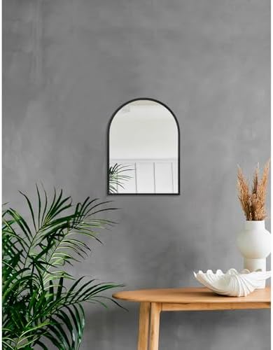 Black Arched Wall Mirror Aluminum Alloy Frame Bathroom Mirror Brushed Metal - Image 4