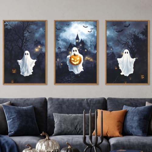 Aryroi Large Spooky Halloween Framed Canvas Wall Art Set- 24"x36"x3 by Aryroi