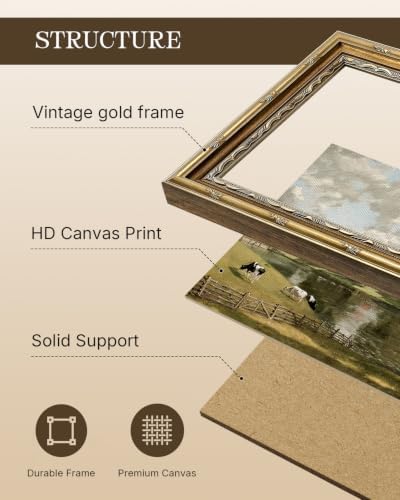 InSimSea Vintage Landscape Wall Art, Pastoral Cow Scenery Painting Prints - Image 2