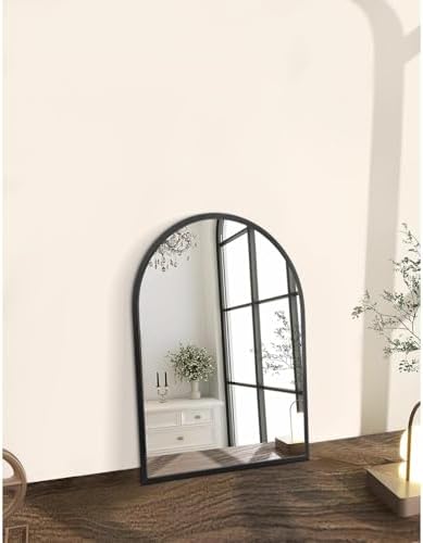 Black Arched Wall Mirror Aluminum Alloy Frame Bathroom Mirror Brushed Metal - Image 6