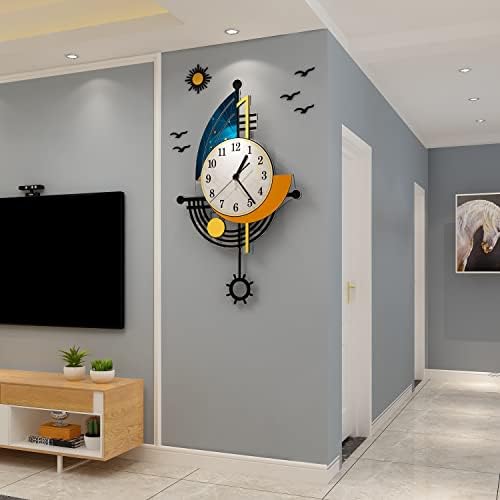 YISILE Modern Wall Clock Battery Operated 23 Inch Large Boat Design Pendulum - Image 3