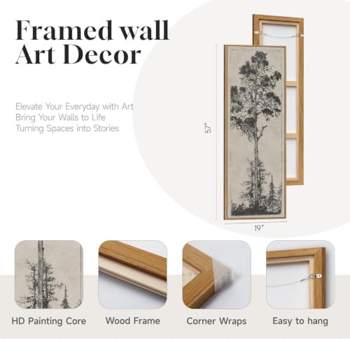 Large Framed Vertical Vintage Rustic Tree Wall Art - Image 5
