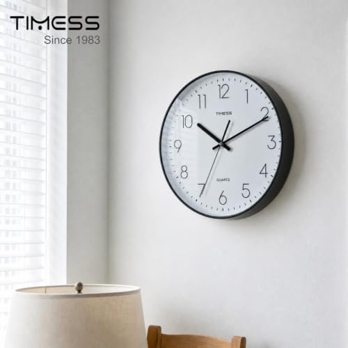TIMESS 14 Inch Silent Wall Clock，High-Precision Analog Clock，Black&White - Image 2