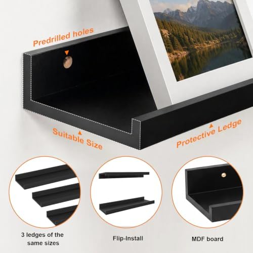 24inch Long Floating Shelves for Wall Decor, 3-Set Shelves - Image 4