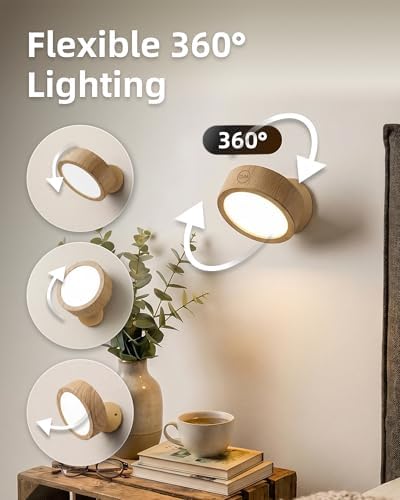 EZVALO LED Wall Mounted Light, 3000mAh Rechargeable Cordless Wall Sconce - Image 5