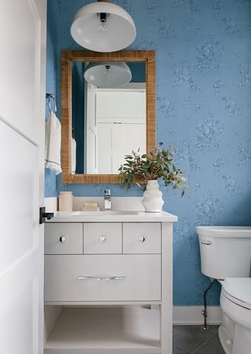 Erfoni Grey Blue Floral Embossed Wallpaper - Image 3