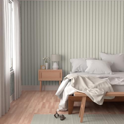 Spoonflower Ticking Stripes Peel and Stick Wallpaper - Image 5