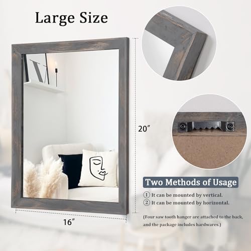 AAZZKANG Wooden Mirror Rectangle Rustic Mirrors - Image 2