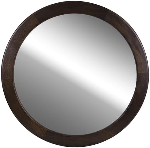 CULER Round Mirrors 24 Inch, Wood Vanity Wall Rustic Mirror - Image 2