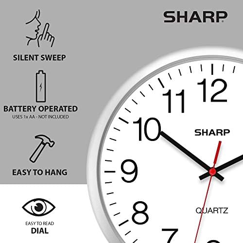 Sharp 14-Inch Battery Wall Clock, Silent Non-Ticking - Image 5