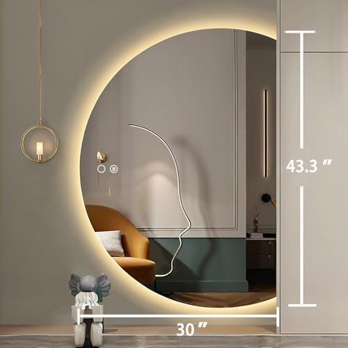 43.3" x 30" Modern Half Moon LED Mirror - Image 6