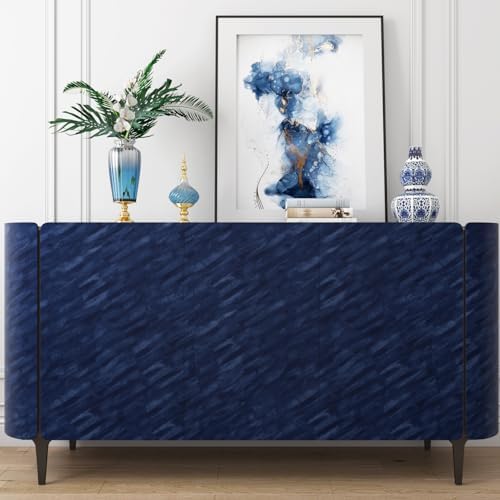 Yenhome Vintage Navy Blue Velvet Brushed Textured Peel and Stick Wallpaper - Image 4