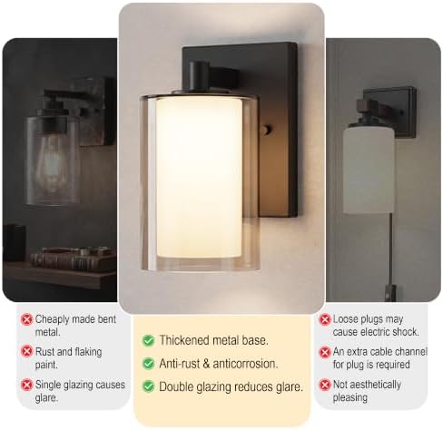Kalium Wall Sconces Set of Two, Modern Matte Black Vanity Wall Lights - Image 5