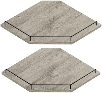 JJL Corner Shelf Wall Mounted, 12 Inches 2-Tier Floating Corner Shelf, Hexagon by Unknown