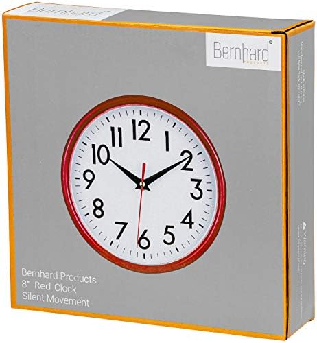 Bernhard Products Red Wall Clock 8" Retro Kitchen Silent Non-Ticking Quality - Image 7