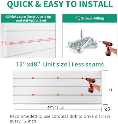 FRAYSCENT Slat Wall Paneling Garage Slat Wall Storage Systems Slatwall Panels - Image 2