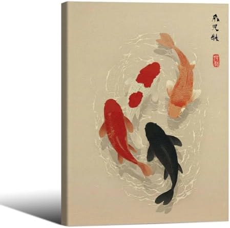 Japanese Koi Fish Framed Poster Minimalist Asian Wall Art 8x10 inch Vintage Zen by Unknown