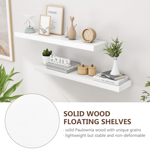 fuqing 36 Inch Floating Shelves, 6.7 Inch Deep White Wall Shelves Set of 2 - Image 4