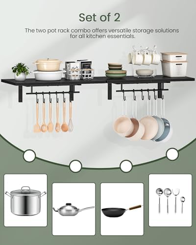 CHOEZON Wall-Mounted Pot Racks, Floating Shelves, Vintage Pot Hangers - Image 5