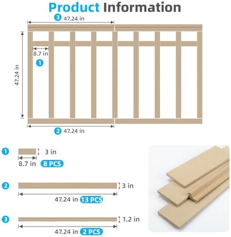 Art3d Premade Paintable Board and Batten Wainscoting Kit, 94.5 x 54 in - Image 6
