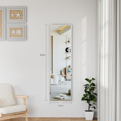 56"x16" Frameless Full Length Wall Mirrors, Rectangular Mirror Full Length Wall - Image 3
