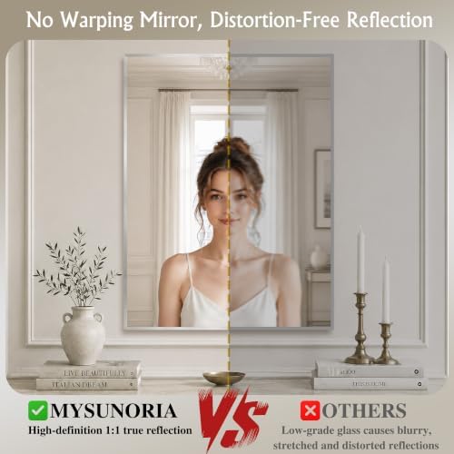24"x36" Brushed Nickel Mirror Wall Mounted - Image 4