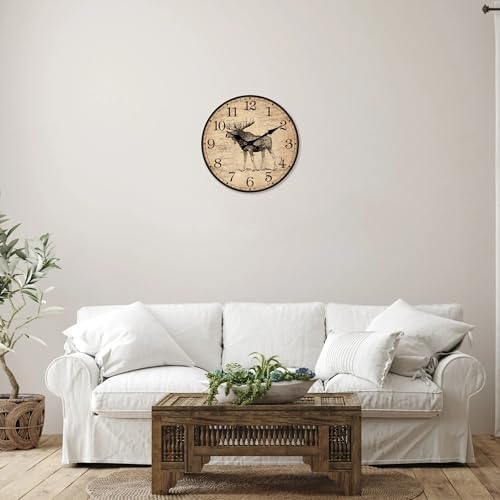 Moose Wooden Wall Clock for Cabin Decor 10 Inch Small - Image 3