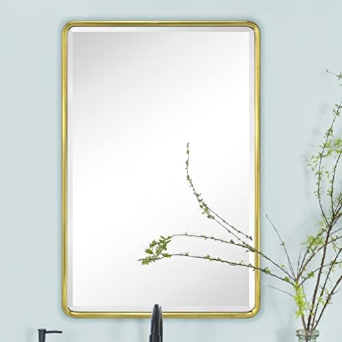 TEHOME Farmhouse Brushed Gold 16x24 Brass Recessed Medicine Cabinet - Image 2