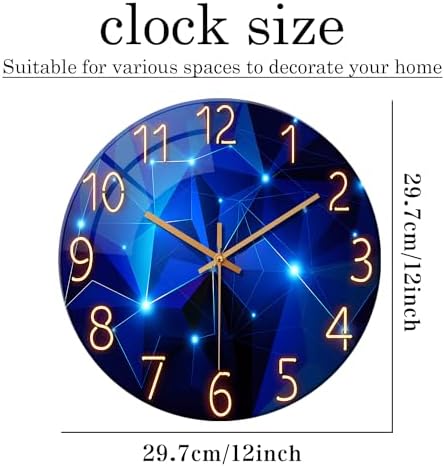 Blue Wall Clocks Battery Operated 12 Inch Glass Clock - Image 6