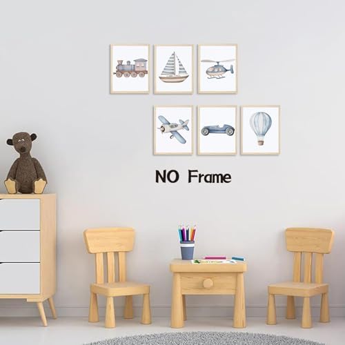 Nursery Car Wall Art Set of 6, Baby Boys Poster Canvas Prints - Image 6