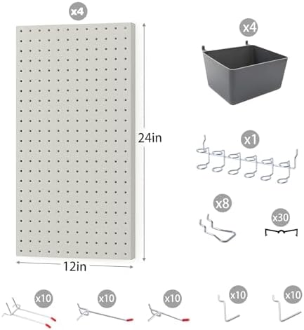 Pegboard Smith 48x24 inch Gray Metal Pegboard Kit - Image 5