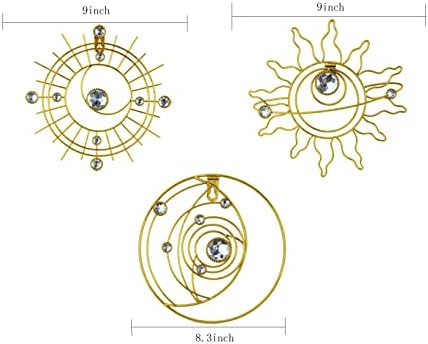 Metal Golden Wall Decor Abstract Sun Moon Star Wall Art, Planet Wall Decor - Image 6