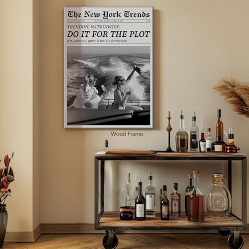 Trendy Newspaper Canvas Wall Art 20x30in Wooden Framed Black And White Prints - Image 5
