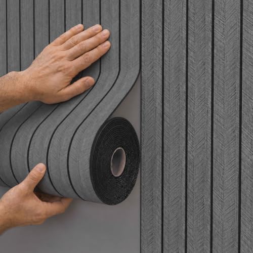 Peel and Stick Wood Slat Wall Panels, Dark Gray, 118 x 15.7 in - Image 2