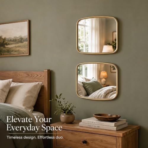 2 Pack Rounded Square Wall Mirror, Aesthetic Curved Edge Vanity Mirror - Image 5
