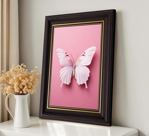 3D Textured Canvas Wall Art American-Style Frame Pink Classical Butterfly - Image 2