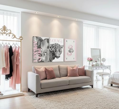YZLYAD Y2K Pink Canvas Wall Art, Trendy Leopard Wall Decor12x16in - Image 5