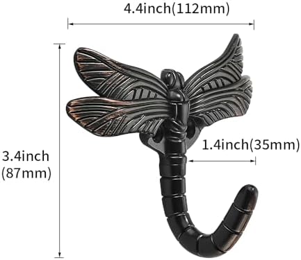 khtumeware 4 Pack Dragonfly Wall Mounted Oil Rubbed Bronze Hooks, Animal Heavy - Image 3
