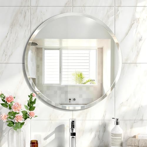 24x24 Inch Bathroom Mirrors for Over Sink, Frameless Mirrors for Wall by JACUKO