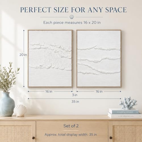 Artiluxy Neutral Abstract Wall Art Set of 2, Framed 3D Textured, 16x20 Inch - Image 3