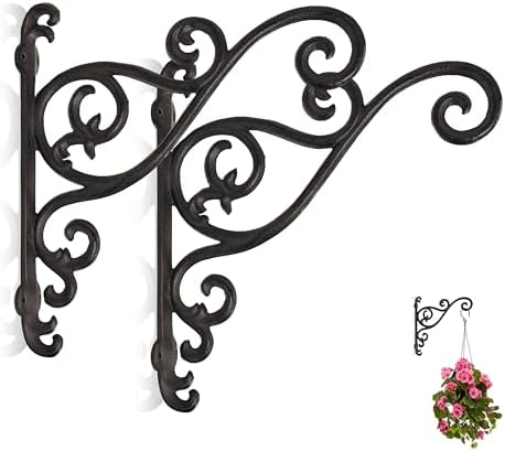 Wrought Iron Plant Hanger, Vintage Scroll Cast Iron Wall Mounted Plant Hanger by LintonArts