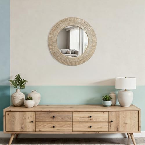 KOUBOO Round Capiz Seashell Sunray Wall Mirror - Image 2
