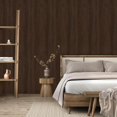 Wood Contact Paper Peel and Stick Dark Brown Walnut Wood Grain Wallpaper - Image 4