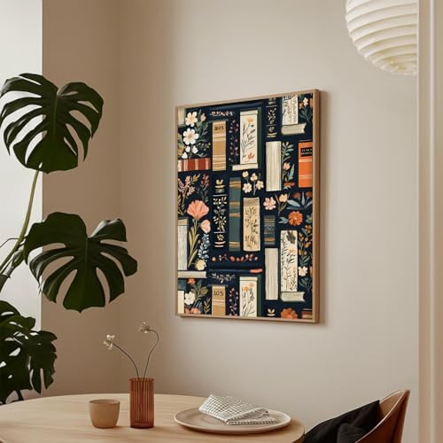 ZHGYGBN Boho Botanical Wall Art Floral Bookshelf Poster 12x16 Inch Unframed - Image 2