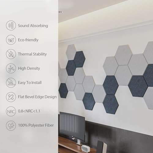12 Pack Hexagon Acoustic Panels Self Adhesive Sound Proof Foam - Image 5